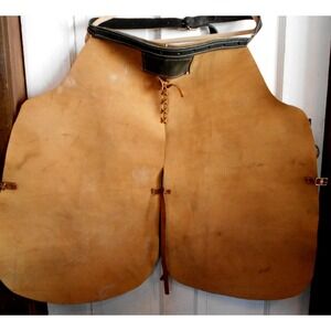 Leather Hand Made L XL Farrier Chaps Welder Western Cowboy Shorter 3/4 Length
